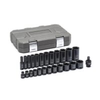 GEARWRENCH 84919N 3/8 in. Drive 6-Point SAE Standard & Deep Impact Socket Set (25-Piece)
