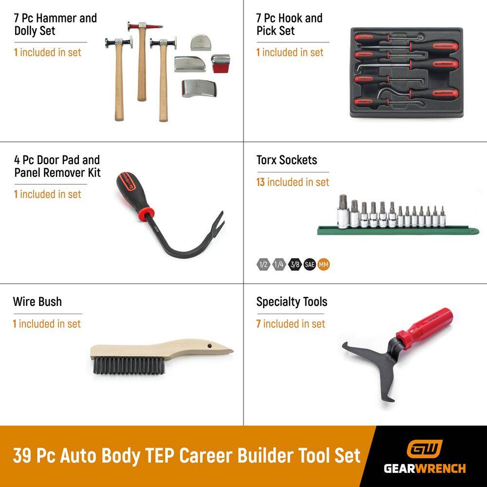 GEARWRENCH 83093 Auto Body TEP Career Builder Tool Set (39-Piece