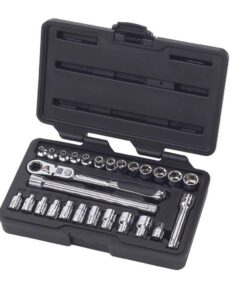 GEARWRENCH 891427 Pass-Thru 1/4 in. Drive 6-Point SAE/Metric Locking Flex-Head Ratchet and Socket Mechanics Tool Set (27-Piece)