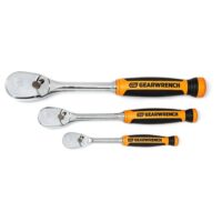 GEARWRENCH 81207T 1/4 in., 3/8 in. and 1/2 in. Drive 90-Tooth Dual Material Teardrop Ratchet Set (3-Piece)