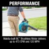 Makita XBU04Z 120 MPH 473 CFM LXT 18V X2 (36V) Commercial Lithium-Ion Brushless Cordless Leaf Blower (Tool-Only)
