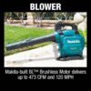 Makita XBU04ZV 120 MPH 473 CFM LXT 18V X2 (36V) Lithium-Ion Brushless Cordless Leaf Blower with Vacuum Attachment Kit (Tool-Only)