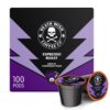 Death Wish Coffee - Single Serve Pods - Dark Roast Coffee Pods - Made with USDA Certified Organic - Extra Kick of Caffeine (Espresso Roast, 100 Count) - 1