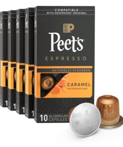 Peet's Coffee, Dark Roast Espresso Capsules Compatible with Nespresso Original Machine, Caramel 50 Count (5 Boxes of 10 Espresso Pods)