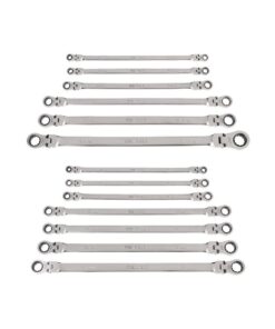TEKTON WRB96002 Long Flex Head 12-Point Ratcheting Box End Wrench Set with 13-Piece (1/4-13 in./16 in., 6-19 mm)