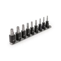 TEKTON SIB92103 1/2 in. Drive Triple Square Impact Bit Socket Set with Rail, 9-Piece (M6-M12, MT14-MT18)