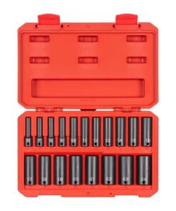 TEKTON SID91307 3/8 in. Drive Deep 12-Point Impact Socket Set, (19-Piece) (6 - 24 mm)