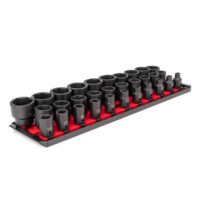 TEKTON SID92104 1/2 in. Drive 6-Point Impact Socket Set (31-Piece) (8-38 mm) with Rails