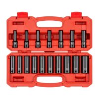 TEKTON SID92339 1/2 in. Drive Deep 12-Point Impact Socket Set, (17-Piece) (8 - 24 mm)
