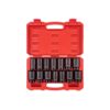TEKTON SID92341 1/2 in. Drive Deep 6-Point and 12-Point Axle Nut Impact Socket Set with Case, 14-Piece (27-39 mm)
