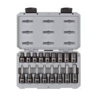TEKTON SKT25801 1/2 in. Drive Torx and External Star Impact Socket Set, 17-Piece (T30-T70, E10-E24)