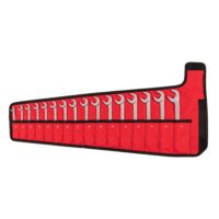 TEKTON WAE92202 10 - 27 mm Angle Head Open End Wrench Set with Pouch (16-Piece)
