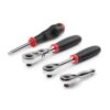 TEKTON SDR99004 1/4 in. Drive Quick-Release Comfort Grip Ratchet and Spinner Handle Set (4-Piece)