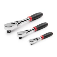 TEKTON SRH99121 1/4 in., 3/8 in., 1/2 in. Drive Flex Head Comfort Grip Ratchet Set (3-Piece)