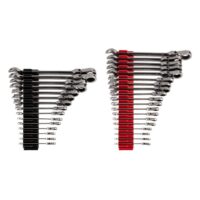 TEKTON WRC95305 34-Piece (1/4-1 in., 6-24 mm) Flex Head 12-Point Ratcheting Combination Wrench Set with Modular Slotted Organizer