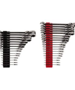TEKTON WRC95305 34-Piece (1/4-1 in., 6-24 mm) Flex Head 12-Point Ratcheting Combination Wrench Set with Modular Slotted Organizer