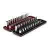 TEKTON SHD90215 1/4 in. Drive 6-Point Socket Set with Rails (5/32 in.-9/16 in., 4 mm-15 mm) (50-Piece)