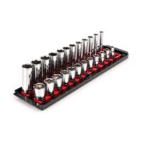 TEKTON SHD91215 3/8 in. Drive 6-Point Socket Set with Rails (8 mm-19 mm) (24-Piece)