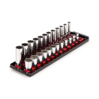 TEKTON SHD91216 3/8 in. Drive 12-Point Socket Set with Rails (8 mm-19 mm) (24-Piece)