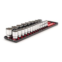 TEKTON SHD92120 1/2 in. Drive 12-Point Socket Set with Rails (10 mm-32 mm) (23-Piece)