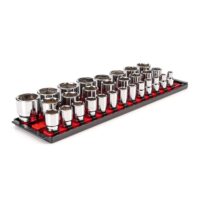 TEKTON SHD92124 1/2 in. Drive 6-Point Socket Set, (29-Piece) (10-38 mm) with Rails