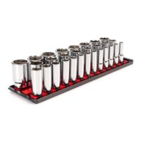 TEKTON SHD92125 1/2 in. Drive Deep 6-Point Socket Set, (29-Piece) (10-38 mm) with Rails