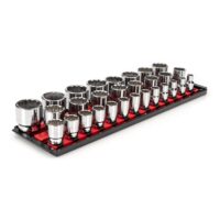 TEKTON SHD92128 1/2 in. Drive 12-Point Socket Set with Rails (10 mm-38 mm) (29-Piece)
