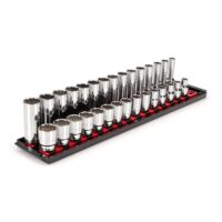 TEKTON SHD92212 1/2 in. Drive 12-Point Socket Set with Rails (10 mm-24 mm) (30-Piece)