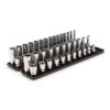 TEKTON SHD92213 1/2 in. Drive 6-Point Socket Set with Rails (3/8 in.-1 in., 10 mm-24 mm) (52-Piece)