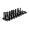 TEKTON SID91208 3/8 in. Drive 6-Point Impact Socket Set with Rails (5/16 in.-3/4 in.) (18-Piece)