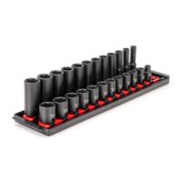 TEKTON SID91209 3/8 in. Drive 6-Point Impact Socket Set with Rails (8 mm-19 mm) (24-Piece)