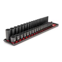 TEKTON SID91215 3/8 in. Drive 12-Point Impact Socket Set with Rails (6 mm-24 mm) (38-Piece)
