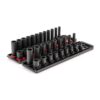TEKTON SID91217 3/8 in. Drive 12-Point Impact Socket Set with Rails (5/16 in.-3/4 in., 8 mm-19 mm) (42-Piece)