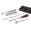 TEKTON SKT03101 1/4 in. Drive 6-Point Socket and Ratchet Set with Rails (5/32 in.-9/16 in.) (29-Piece)