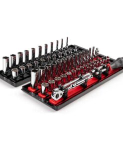 TEKTON SKT03302 1/4 in. Drive 12-Point Socket and Ratchet Set with Rails (5/32 in.-9/16 in., 4 mm-15 mm) (57-Piece)