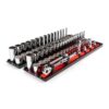 TEKTON SKT13302 3/8 in. Drive 12-Point Socket and Ratchet Set with Rails (1/4 in.-1 in., 6 mm-24 mm) (74-Piece)