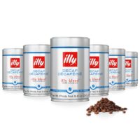 illy Whole Bean Coffee - Perfectly Roasted Whole Coffee Beans – Classico Decaf Roast - with Notes of Caramel, Toasted Bread & Chocolate - 100% Arabica Coffee - No Preservatives – 8.8 Ounce, 6 Pack - 1