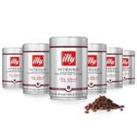 illy caffe Whole Bean Coffee - Perfectly Roasted Whole Coffee Beans – Intenso Dark Roast - Warm Notes of Cocoa & Dried Fruit – Full-Bodied - 100% Arabica Coffee - No Preservatives – 8.8 Ounce, 6 Pack - 1