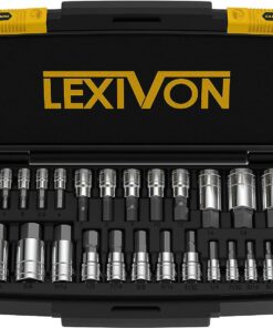 LEXIVON Master HEX Bit Socket Set, Premium S2 Alloy Steel Complete 32-Piece, SAE and Metric Set | Enhanced Storage Case (LX-144)