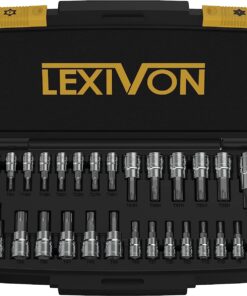 LEXIVON Master TORX Bit Socket Set, Premium S2 Alloy Steel | Complete 34-Piece, Solid Star & Tamper Proof T6 ~ T70 | Enhanced Storage Case (LX-149)