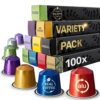 Mixed Variety Pack for Nespresso, 100 Test Winning Aluminum Capsules Coffee, 8 Distinctive Italian Flavors