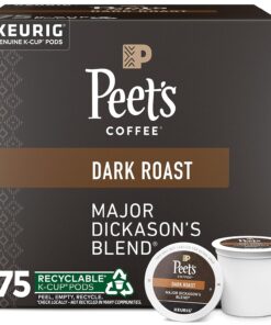Peet's Coffee, Dark Roast K-Cup Pods for Keurig Brewers - Major Dickason's Blend 75 Count (1 Box of 75 K-Cup Pods)