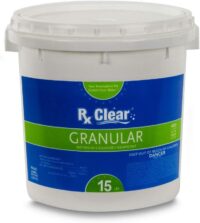 Rx Clear Stabilized Granular Chlorine, One 15-Pound Bucket, Use As Bactericide, Algaecide, and Disinfectant in Swimming Pools and Spas