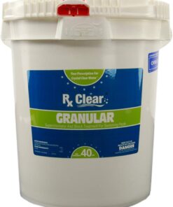 Rx Clear Stabilized Granular Chlorine, One 40-Pound Bucket, Use As Bactericide, Algaecide, and Disinfectant in Swimming Pools and Spas