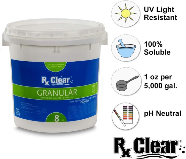 Rx Clear Stabilized Granular Chlorine, One 8-Pound Bucket, Use As ...