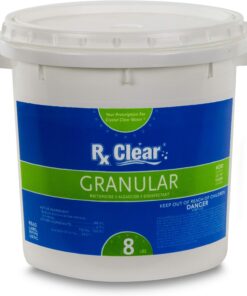 Rx Clear Stabilized Granular Chlorine, One 8-Pound Bucket, Use As Bactericide, Algaecide, and Disinfectant in Swimming Pools and Spas