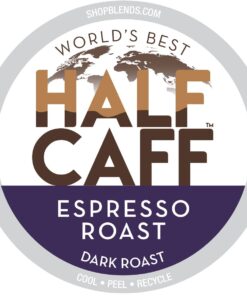 World's Best Half Caff Espresso Roast Coffee 100ct. Solar Energy Produced Recyclable Single Serve Dark Roast Coffee Pods