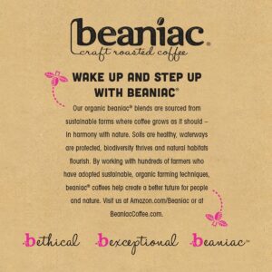 beaniac Organic Bean Me Up Coffeehouse Blend, Medium Roast Coffee Pods, Organic Arabica Coffee, 72 Count
