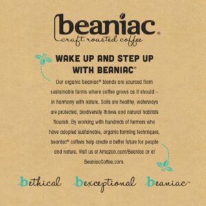 beaniac Organic Daily Dose Donut Shop, Light Roast, Coffee Pods, Organic Arabica Coffee, 72 Count