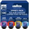 Lavazza Blue Capsules Coffee Pods, Best Value Variety Pack - Decaf Dek, Gran Espresso, Top Class, Gold, 100-Count